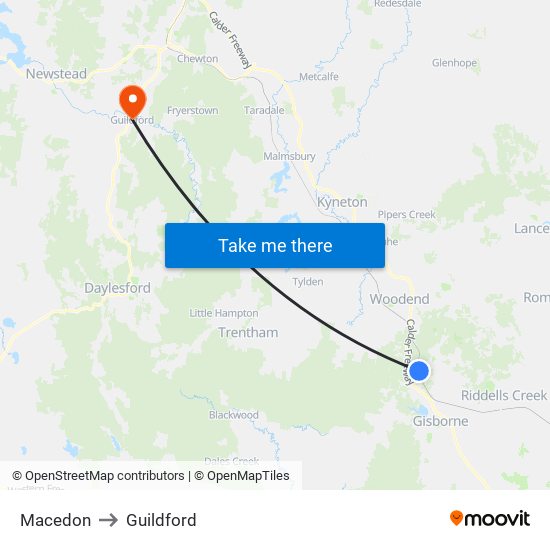 Macedon to Guildford map