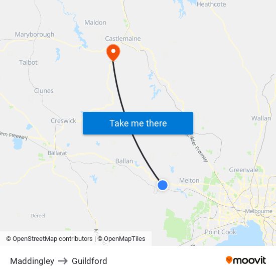 Maddingley to Guildford map