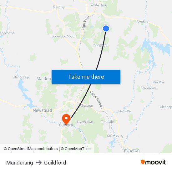 Mandurang to Guildford map