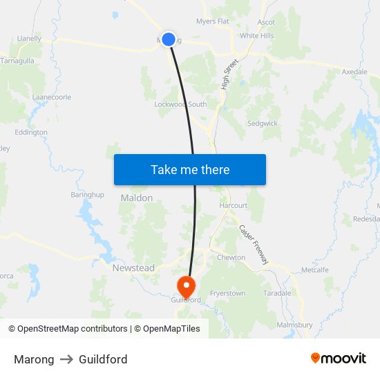 Marong to Guildford map