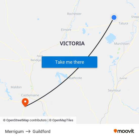Merrigum to Guildford map