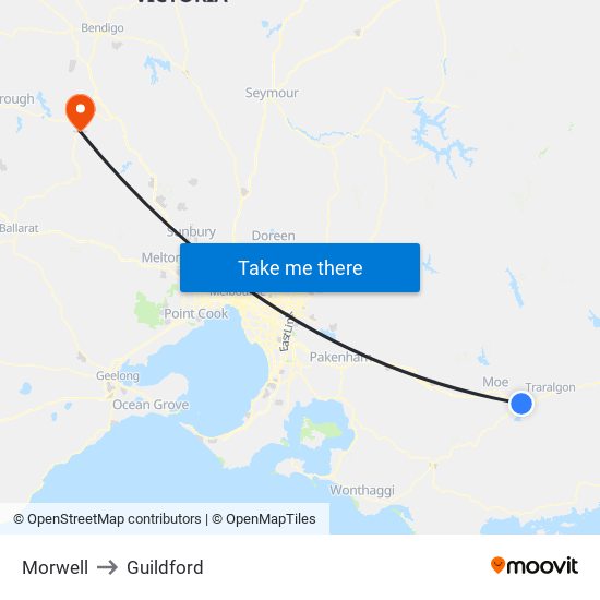 Morwell to Guildford map