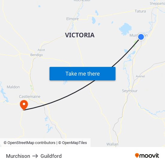 Murchison to Guildford map