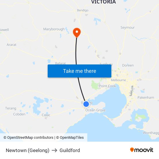 Newtown (Geelong) to Guildford map