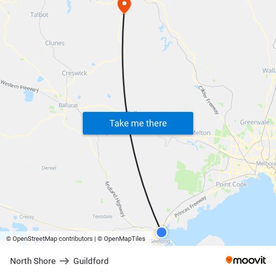 North Shore to Guildford map