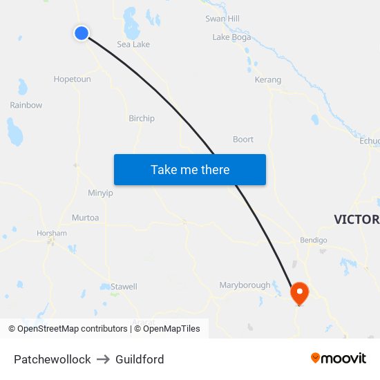 Patchewollock to Guildford map