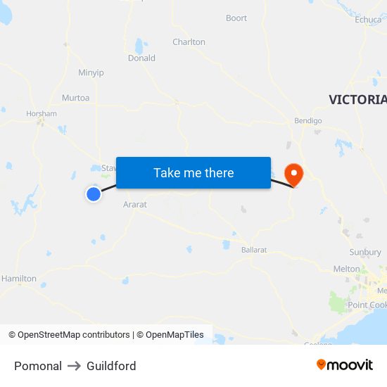 Pomonal to Guildford map