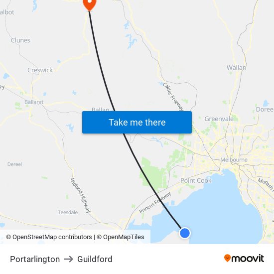 Portarlington to Guildford map