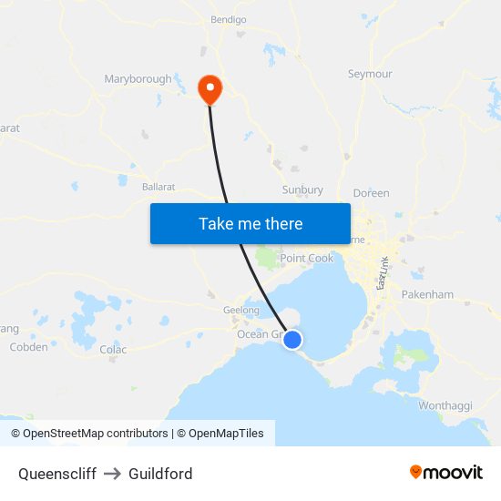Queenscliff to Guildford map