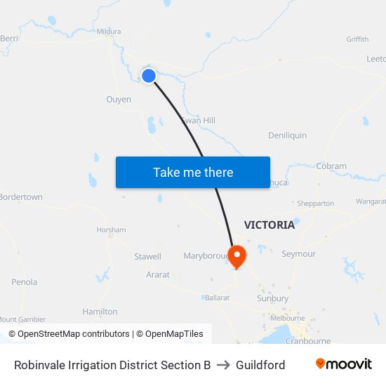 Robinvale Irrigation District Section B to Guildford map