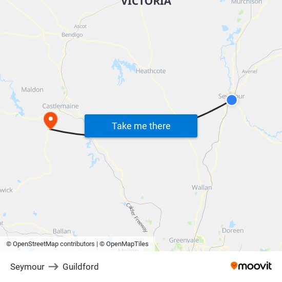 Seymour to Guildford map