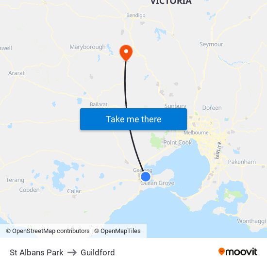 St Albans Park to Guildford map