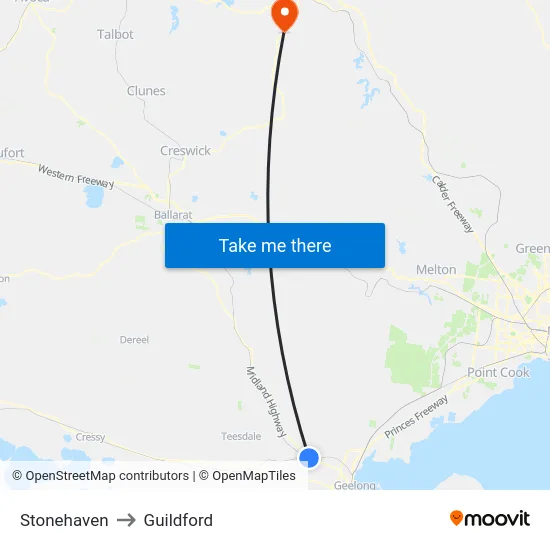 Stonehaven to Guildford map