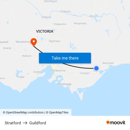 Stratford to Guildford map