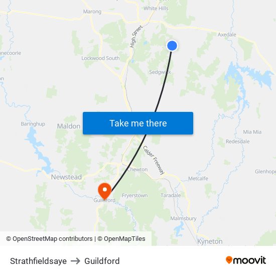 Strathfieldsaye to Guildford map