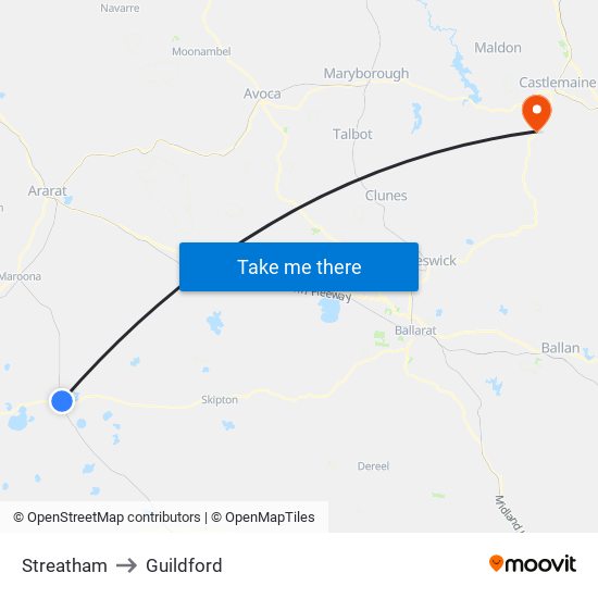 Streatham to Guildford map