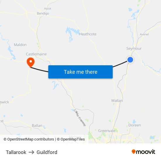 Tallarook to Guildford map