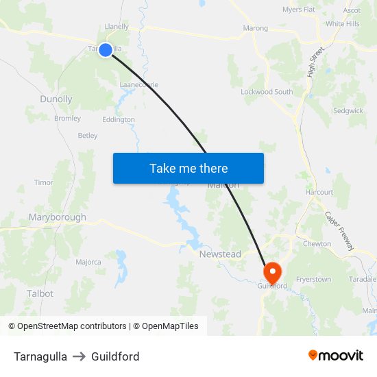 Tarnagulla to Guildford map