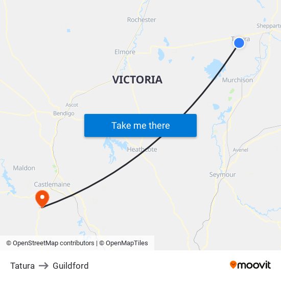 Tatura to Guildford map