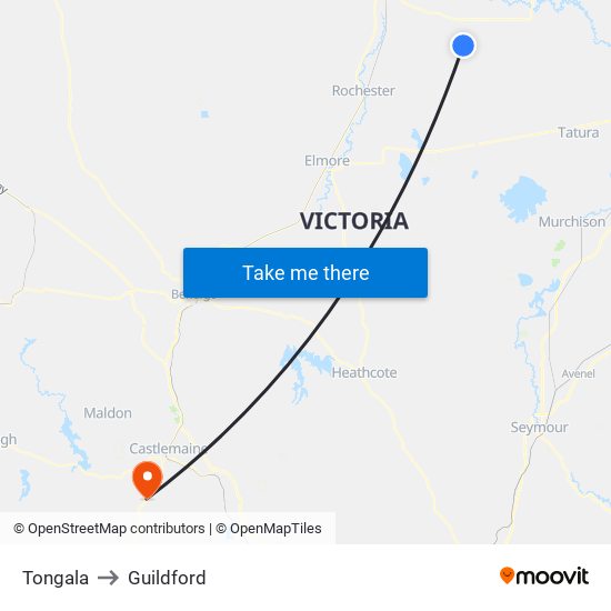 Tongala to Guildford map