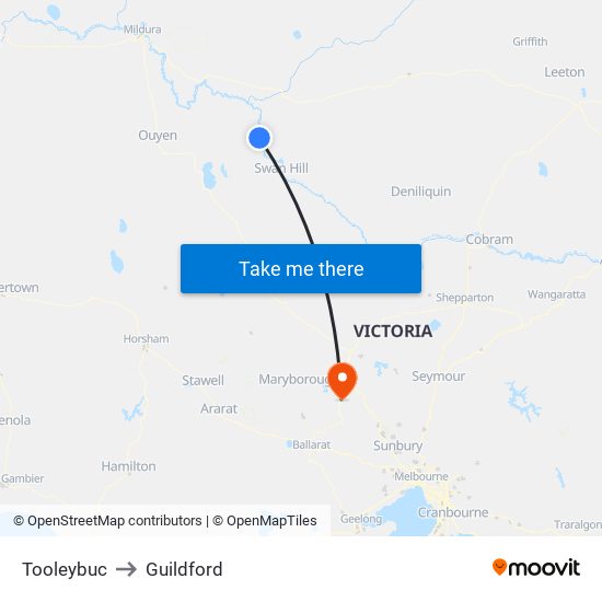 Tooleybuc to Guildford map