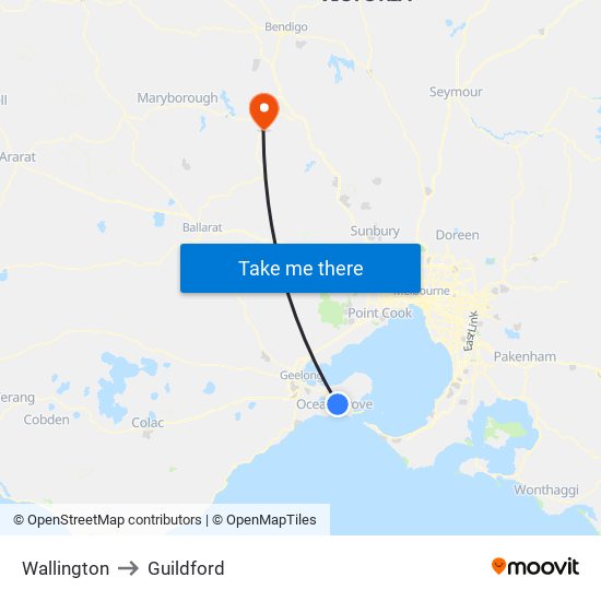 Wallington to Guildford map