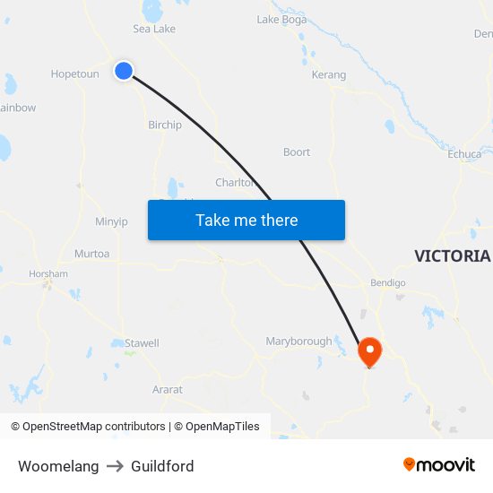 Woomelang to Guildford map