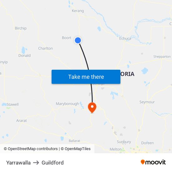 Yarrawalla to Guildford map