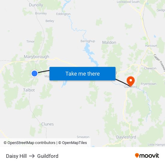 Daisy Hill to Guildford map