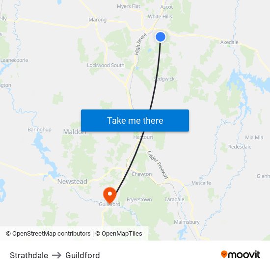 Strathdale to Guildford map