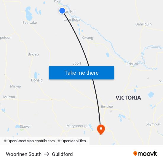 Woorinen South to Guildford map