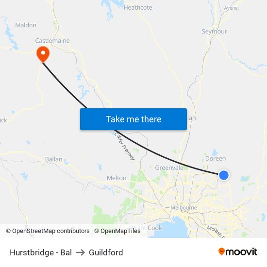 Hurstbridge - Bal to Guildford map