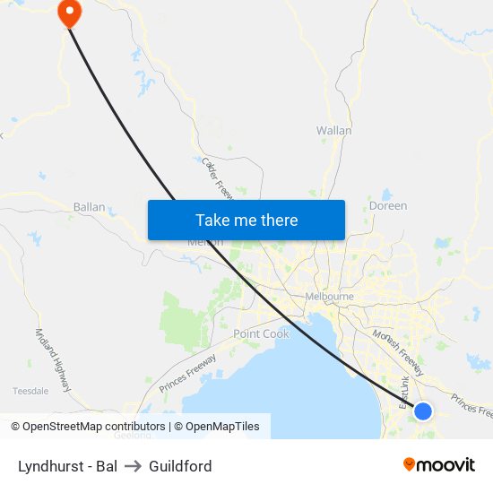 Lyndhurst - Bal to Guildford map