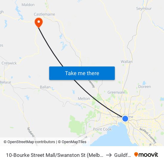 10-Bourke Street Mall/Swanston St (Melbourne City) to Guildford map