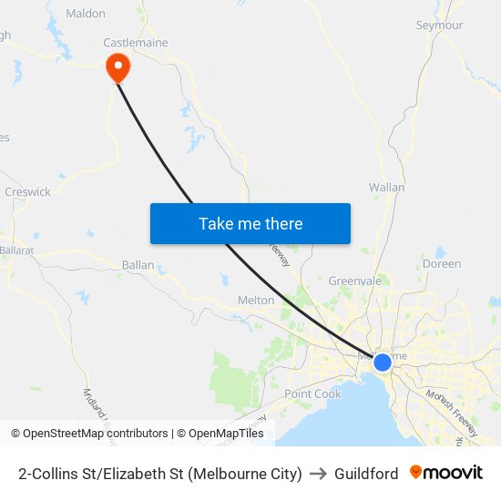 2-Collins St/Elizabeth St (Melbourne City) to Guildford map