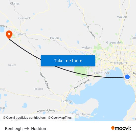 Bentleigh to Haddon map