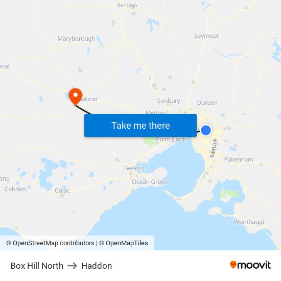 Box Hill North to Haddon map