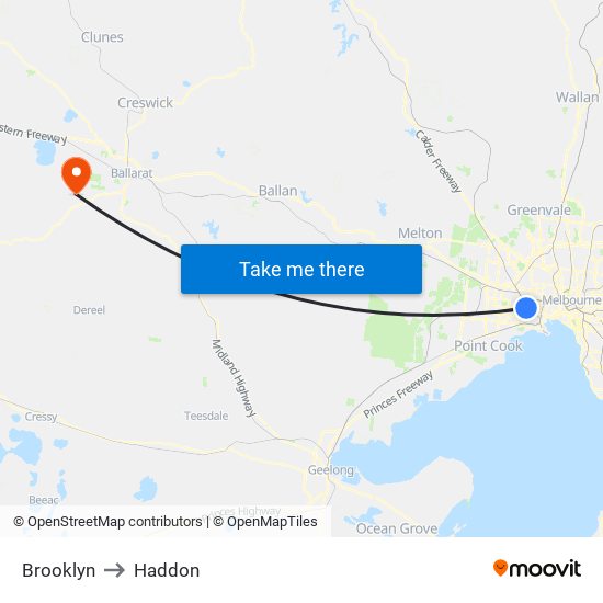 Brooklyn to Haddon map