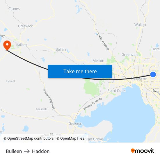 Bulleen to Haddon map