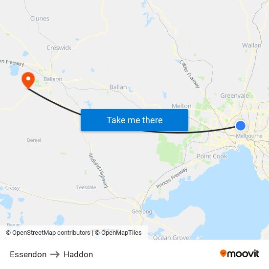 Essendon to Haddon map