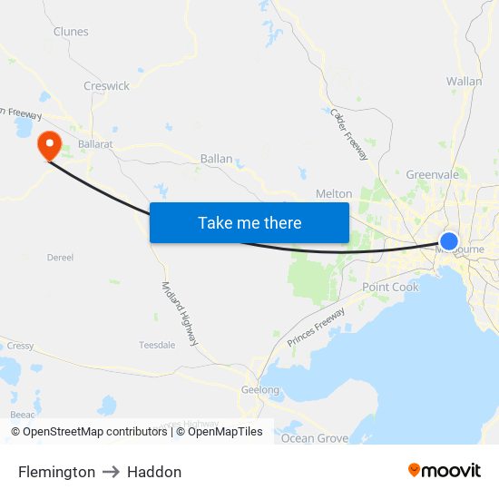 Flemington to Haddon map