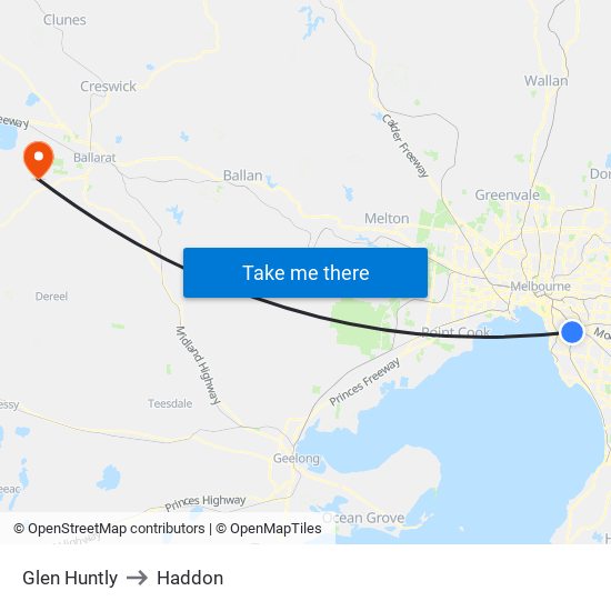 Glen Huntly to Haddon map