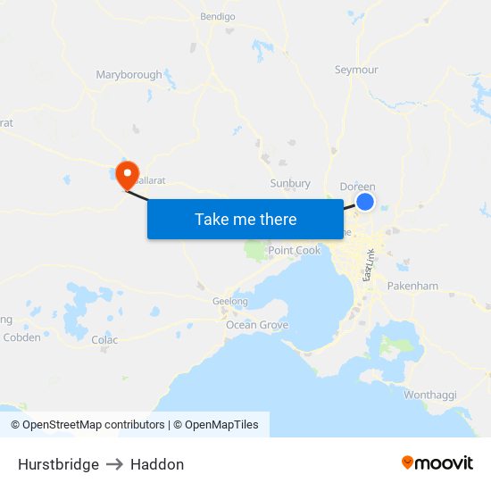 Hurstbridge to Haddon map