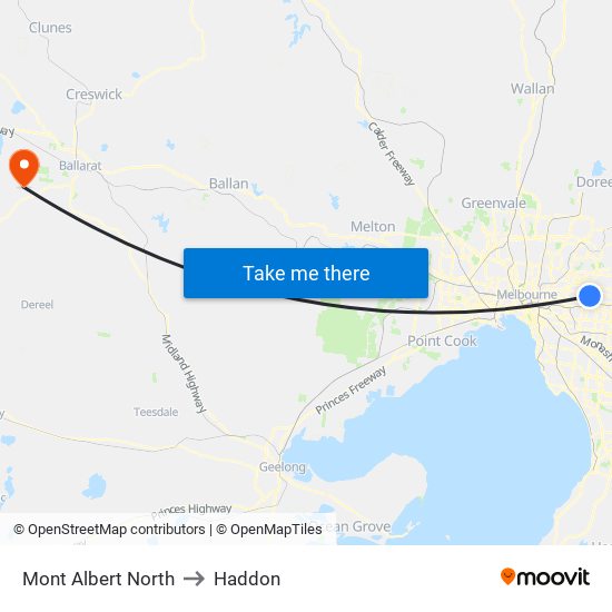 Mont Albert North to Haddon map