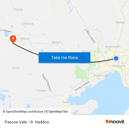 Pascoe Vale to Haddon map