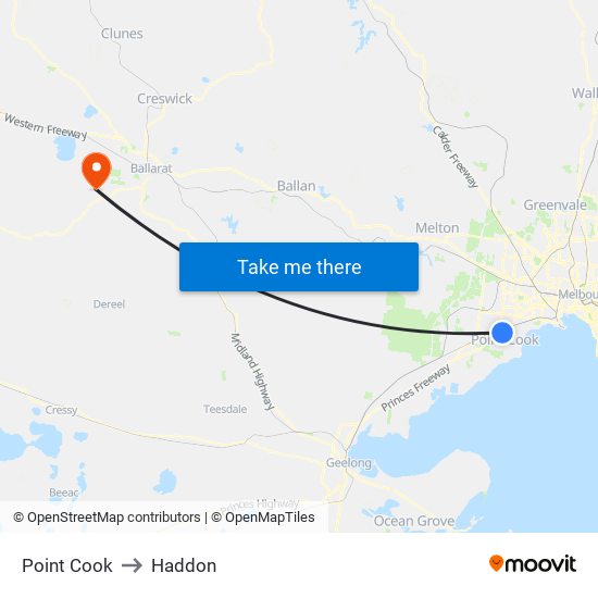 Point Cook to Haddon map