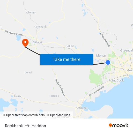 Rockbank to Haddon map