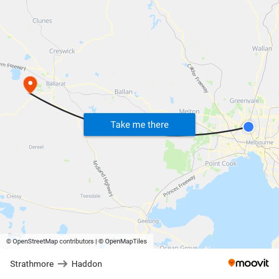 Strathmore to Haddon map