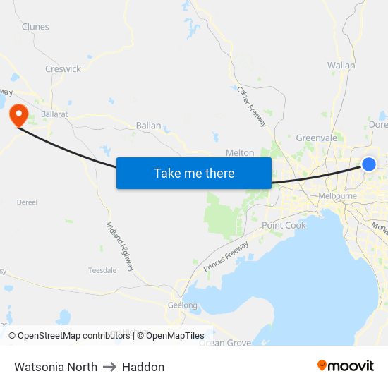 Watsonia North to Haddon map