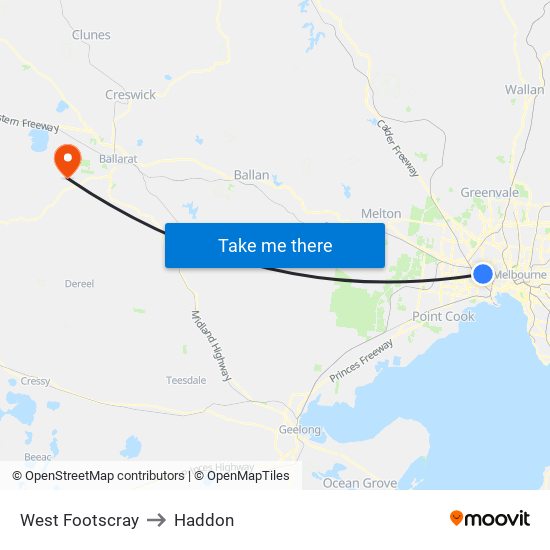 West Footscray to Haddon map